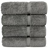 Luxury Hotel & Spa 100% Cotton Premium Turkish Bath Towels, 27' x 54'' (Set of 4, Gray)