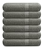Coney Island Cotton Bath Towels 6 Pack Cotton Towels, Charcoal Grey, 22 x 44 Inches Towels for Pool, Spa, and Gym Lightweight and Highly Absorbent Swift Drying Towels