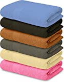 QUBA LINEN Bamboo Cotton Bath Towels-27x54inch - 6 Pack Shower Towels - Light Weight, Ultra Absorbent Towels for Bathroom (Multi Color, 6 Pack Bath Towels)