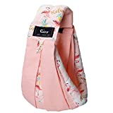 Baby Carrier by Cuby, Natural Cotton Baby Sling Baby Holder Extra Comfortable for Easy Wearing Carrying of Newborn, Infant Toddler and Ideal for Baby Registry (Pink Flamingo)