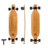 Magneto Longboards Bamboo Longboards| 42” x 9” | for Cruising, Carving, Free-Style, Downhill and Dancing (Bamboo Drop & Fiberglass Through Longboard)