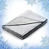 Elegear Revolutionary Queen Size Cooling Blanket Absorbs Body Heat to Keep Adults/Children/Babies Cool on Warm Nights, Japanese Q-Max0.4 Arc-Chill Cooling Fiber, 100% Cotton Backing Blanket - Gray