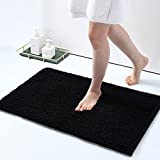 Smiry Luxury Chenille Bath Rug, Extra Soft and Absorbent Shaggy Bathroom Mat Rugs, Machine Washable, Non-Slip Plush Carpet Runner for Tub, Shower, and Bath Room(17''x24'', Black)