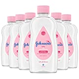 Johnson's Baby Oil, Pure Mineral Oil to Prevent Moisture Loss, Original, 14 Fl Oz (Pack of 6) - Packaging May Vary