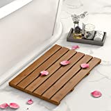 Domax Wooden Bamboo Bath Shower Mat- Non-Slip Waterproof Large Bathroom Floor Mat for Indoor Outdoor (Walnut, 21.26 x 14.17 x 1.3 Inches)