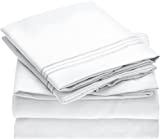 Mellanni King Size Sheet Set - Hotel Luxury 1800 Bedding Sheets & Pillowcases - Extra Soft Cooling Bed Sheets - Deep Pocket up to 16' Mattress - Wrinkle, Fade, Stain Resistant - 4 Piece (King, White)