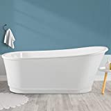 FerdY Langkawi 67' Acrylic Freestanding Bathtub, White Modern Stand Alone Soaking Bathtub, cUPC Certified, Brushed Nickel Drain and Minimalist Linear Design Overflow Included, Easy to Install, 02568T