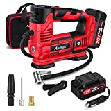 AVID POWER Tire Inflator Portable Air Compressor, 20V Cordless Car Tire Pump with Rechargeable Li-ion Battery, 12V Car Power Adapter, Digital Pressure Gauge, 150PSI Auto Air Pump for Many Inflatables