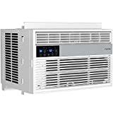 hOmeLabs 8,000 BTU Window Air Conditioner with Smart Control – Low Noise AC Unit with Eco Mode, LED Control Panel, Remote Control, and 24 hr Timer