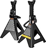 Torin 6 Ton (12,000 LBs) Capacity Double Locking Steel Jack Stands, 2 Pack, Black, AT46002AB