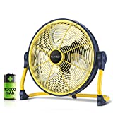 Geek Aire Fan, Battery Operated Floor Fan, Rechargeable Powered High Velocity Portable Fan with Metal Blade, Built-in Durable Battery Run for Whole Day Time, for Camping Travel Hurricane, 12 Inch