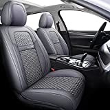 Coverado Car Seat Covers, Super Breathable Faux Leather Auto Seat Cushions, Waterproof Auto Interiors Full Set, Universal Fit Most Vehicles, Sedans and SUVs, Gray