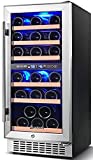 AAOBOSI Wine Cooler Refrigerator 15 Inch Dual Zone Wine Fridge for 30 Bottles Built in or Freestanding Compressor Wine Chiller with Temperature Memory | Fog Free, Front Vent, Quick and Quiet Operation