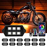Chipcolor 12 Pcs Motorcycle LED Light Kit, APP Control RGB Motorcycle LED Lights 16 Million Color Dual Remote Brake Light Music Mode IP65 Waterproof Motorcycle Lights with Power Switch