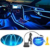 EL Wire Interior Car LED Strip Lights, LEDCARE USB Neon Glowing Strobing Electroluminescent Wire Lights with 6mm Sewing Edge, Ambient Lighting Kits for Car, Garden, Decorations (5M/15FT, Blue)