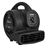 XPOWER P-80A Mini Mighty Air Mover, Floor Fan, Dryer, Utility Blower with Built-in Power Outlets (Black, 1)