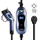 MUSTART Level 2 Portable EV Charger (40 Amp, 240 Volt, 25ft Cable), Electric Vehicle Charger Plug-in EV Charging Station with NEMA 14-50P