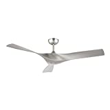 WINGBO 52' DC Ceiling Fan without Lights, Brushed Nickel Ceiling fan w/ Remote, 3 Curved ABS Blades, Noiseless Reversible DC Motor, Modern Ceiling Fan for Kitchen Bedroom Living Room, ETL Listed