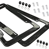 BLVD-LPF OBEY YOUR LUXURY Carbon Fiber License Plate Frame w/Glossy Finish - [Pack of 2] Plastic, Front & Rear Number Plate Frame w/Fasteners, Screws | Automotive Accessories
