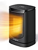 Space Heater, Portable Ceramic Heater with Thermostat, LED Display, PARIS RHÔNE 70°Oscillating Heater with Tip-over & Overheating Protection, 12h Timer, 24h Auto Shut off for Office Bedroom Indoor use