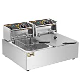 VIVOHOME 5000W 20.7 Qt Electric Deep Fryer with 2 x 6.35 QT Removable Baskets and Temperature Limiter for Commercial and Home Use