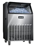 Ice Maker Commercial Ice Machine Self Clean, 105 Cubes per Round in 11-18 Minutes 200lbs/24H 48lbs Storage Bin, Advanced LCD Panel w/Clear Indicators, Freestanding for Restaurant/Home/Food Truck Use