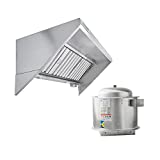 HOODMART Concession Trailer Hood System for Food Truck | 5’ Commercial Range Hood with Direct Drive Exhaust Fan | Stainless Steel Kitchen Equipment with Install Kit Included