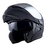 1Storm Motorcycle Modular Full Face Helmet Flip up Dual Visor Sun Shield: HB89 Matt Black