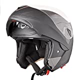 AHR RUN-M Full Face Flip up Modular Motorcycle Helmet DOT Approved Dual Visor Motocross Matt Black L