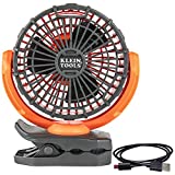 Klein Tools PJSFM1 Battery Operated Rechargeable Fan with USB-C Charging Cord and Multiple Mounting Options Perfect for the Jobsite