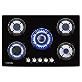 Gas Cooktop 30.31' inches Gas Cooktop Tempered Glass Built in Gas Stove 5 Burners Gas Stoves Cooktop (5 Sealed Burners) Stove Burner Cast Iron Grate Stove-Top LPG/NG Dual Fuel Thermocouple Protection
