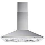 Cosmo 63190 36 in. Wall Mount Range Hood with Ductless Convertible Duct, Kitchen Chimney-Style Over Stove Vent, 3 Speed Exhaust Fan, Permanent Filters, LED Lights in Stainless Steel