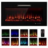 Homedex 36' Recessed Mounted Electric Fireplace Insert with Touch Screen Control Panel, Remote Control, 750/1500W, Log/Crystal Options…