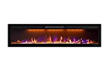 Mystflame 72 inch Electric Fireplace - Ultra Slim Frame - in Wall Recessed & Wall Mounted - Multicolor Flame - Log & Crystal Hearth - 1500/750 Watt Heater - Remote Control & Touch Screen- Timer