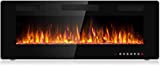 BOSSIN 50 inch Ultra-Thin Silence Linear Electric Fireplace, Recessed Wall Mounted Fireplace, Fit for 2 x 4 and 2 x 6 Stud, 12 Adjustable Flame Color & Speed,Touch Screen Remote Control with 8h Timer