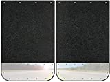 Universal Mud Flap Splash Guard with Mirrored Stainless Steel Weights for Semi Trailer Trucks - 2 Piece Set