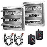 iPower 12 Inch Variable Shutter Exhaust Fan Aluminum with Speed Controller and Power Cord Kit, 1620RPM, 1600 CFM, 2-Pack, Silver