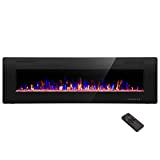 R.W.FLAME 60' Recessed and Wall Mounted Electric Fireplace, Low Noise, Remote Control with Timer,Touch Screen,Adjustable Flame Color and Speed, 750-1500W
