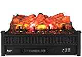 TURBRO Eternal Flame EF23-LG Electric Fireplace Logs, 23' Remote Control Fireplace Insert Log Heater, Realistic Lemonwood Ember Bed, Thermostat, Timer, 1400W Black
