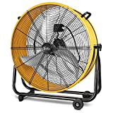 Simple Deluxe HIFANXDRUM24 24 Inch Heavy Duty Metal Industrial Drum Fan, 3 Speed Air Circulation for Warehouse, Greenhouse, Workshop, Patio, Factory and Basement - High Velocity , Yellow