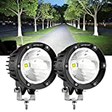 4' 72W Round LED Pods, Auxbeam SPOT Beam Work Lights Round LED Offroad Lights Spot Light Pods Bumper Light Bar Fog Driving Light with Wiring Harness for Jeep ATV SUV Truck Motorcycle Backup 4x4