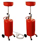 Troy Portable 20 Gallon Air Operated Oil Waste Drain Lift Tank Evac Pan - 2 Pack