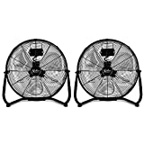 Simple Deluxe 12 Inch 3-Speed High Velocity Heavy Duty Metal Industrial Floor Fans Quiet for Home, Commercial, Residential, and Greenhouse Use, Outdoor/Indoor, Black, HIFANXFLOOR12VX2