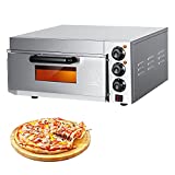 Electric Pizza Oven Countertop 14'' Stainless Steel Commercial Pizza Oven Single Layer Deck Deluxe Pizza Maker Multipurpose Snack Oven for Restaurant Kitchen Home Pizza Pretzels Baked Roast Yakitori