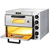 VEVOR Commercial Pizza Oven Countertop, 14' Double Deck Layer, 110V 1950W Stainless Steel Electric Pizza Oven with Stone and Shelf, Multipurpose Indoor Pizza Maker for Restaurant Home Pretzels Baked