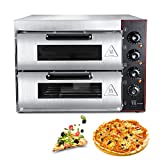 ZXMT Commercial Pizza Oven Double Oven Stainless Steel Pizza Electric Countertop Pizza and Snack Oven Multipurpose Oven for Restaurant Home Pizza Pretzels Roast Yakitori 110V