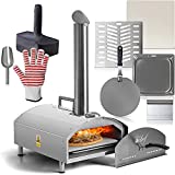Deco Chef Outdoor Pizza Oven with 2-in-1 Pizza and Grill Oven Functionality, 13' Pizza Stone, Portable 3-Layer Stainless Steel Construction, Pizza Peel, Dough Scraper, Scoop, Slotted Grill