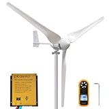 PIKASOLA 1000W 24V Permanent Magnet Wind Turbine Generator 3 Blades Economy Homes Windmill for Wind Solar Hybrid System 2.5m/s Start Wind Speed with Controller for Wind Solar System (24V)