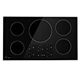 Empava 36 Inch Electric Stove Induction Cooktop with 5 Power Boost Burners Smooth Surface Vitro Ceramic Glass in Black 240V