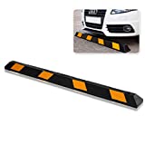 Zone Tech Large Heavy Duty Rubber Parking Curb – 72” Black Striped Long -Premium Quality Car Garage Wheel Stopper- Professional Grade Parking w/Yellow Reflective Tape for Car, Truck, Trailer and RV